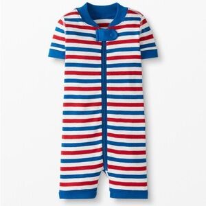 Hanna Andersson Shortie Sleeper Striped Toddler One Piece Red Blue 2T